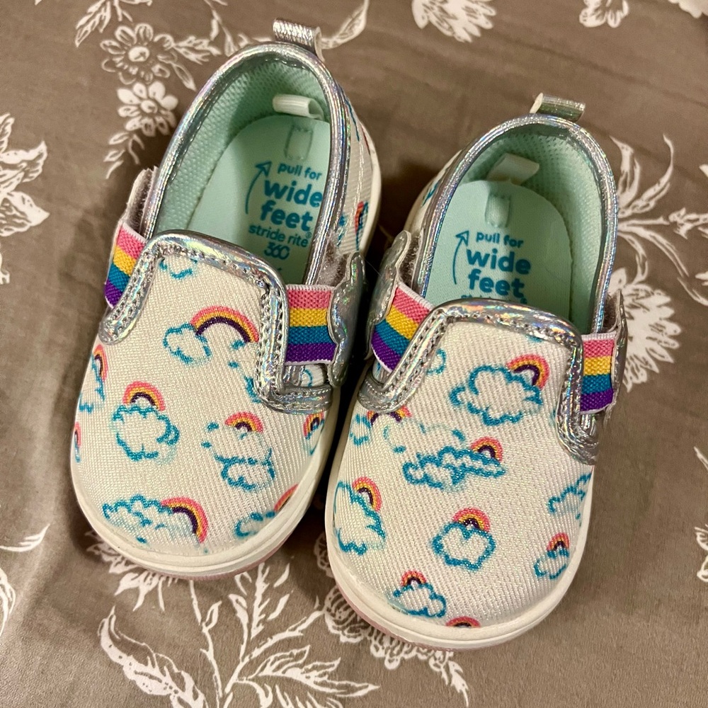 Stride Rite Baby Girls’ Rainbow Cloud Slip-On Canvas Shoes
